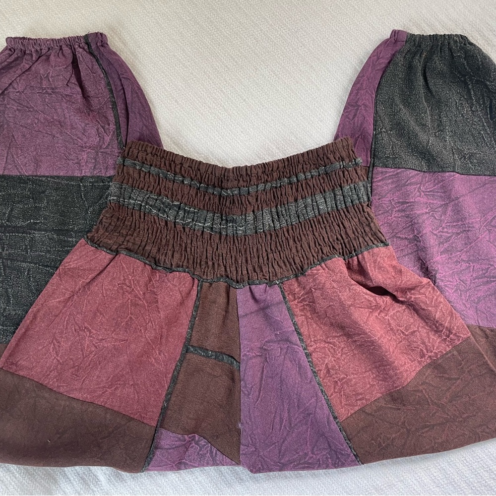 Purple Patchwork All Natural 100% Cotton Harem Pant - Picture 4 of 16